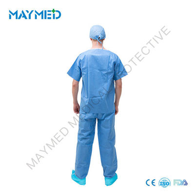 SMS Patient Gown Disposable Scrub Suits Short Sleeves Shrit With Pants